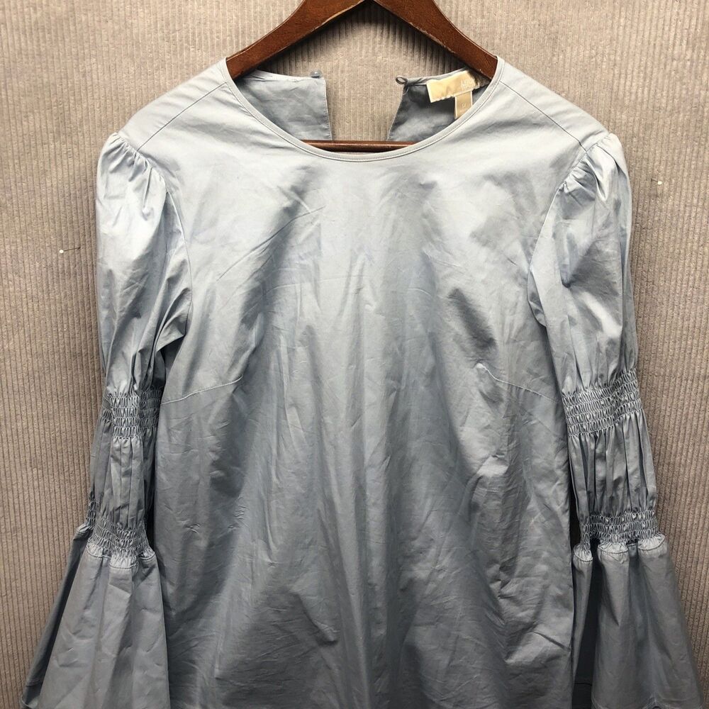 Michael Kors Dress Size M Light Blue Smock Bell Double Ruffle Sleeve